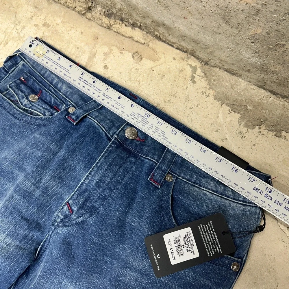 True Religion Rocco Relaxed Skinny Jeans Men W34 L32 Medium Tidal Wash